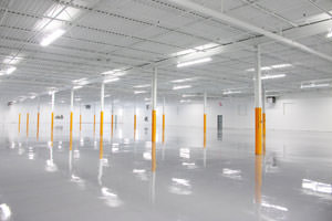 commercial painting ceiling, beams and epoxy floor in Ajax