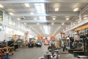 industrial painting metal ceiling in a Burlington factory